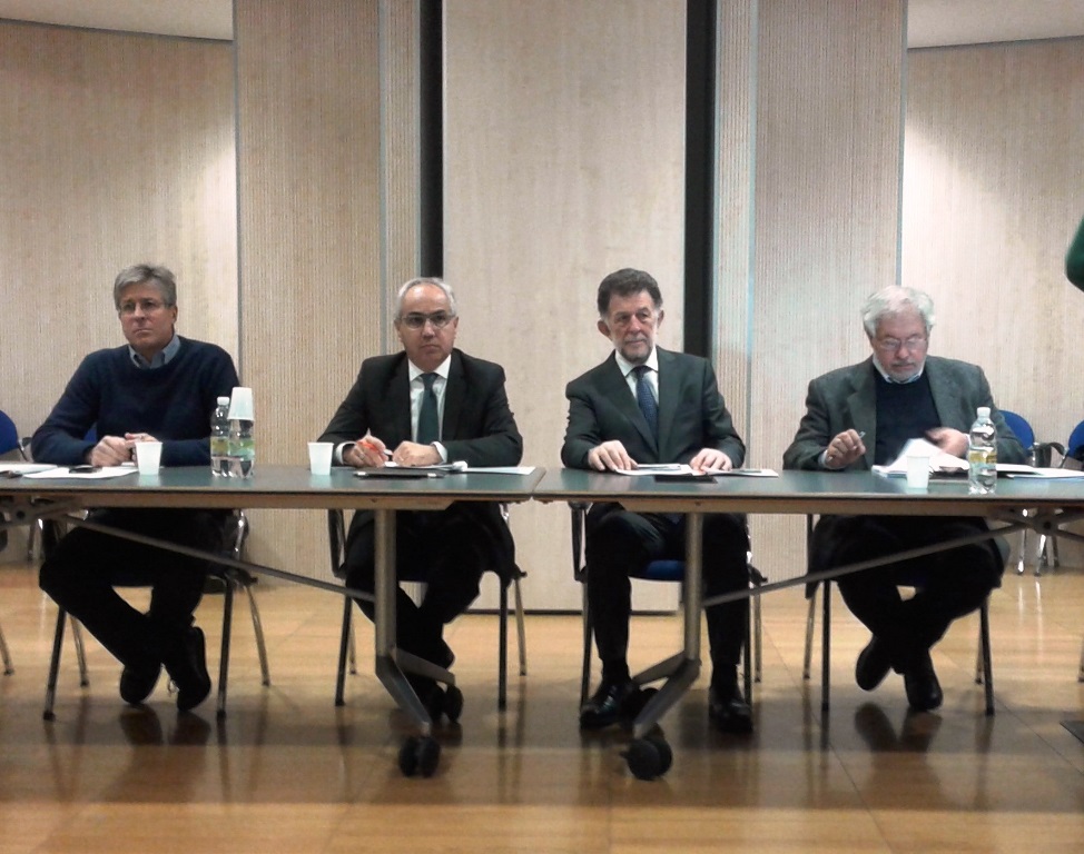 I relatori, da sinistra: Paolo Gurisatti, Mario Pozza, Giuseppe Fedalto, Pier Paolo Baretta